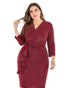 Elegant V-Neck Plus Size Party Dress