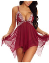 Transparent Lace Floral Sleepwear Nightie
