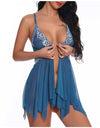 Transparent Lace Floral Sleepwear Nightie