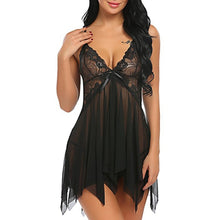 Load image into Gallery viewer, Transparent Lace Floral Sleepwear Nightie
