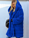 Warm Thick Hooded Pure Color Faux-Fur Coat