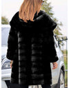 Warm Thick Hooded Pure Color Faux-Fur Coat