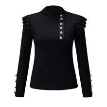 Cargar imagen en el visor de la galería, Buttoned Long Sleeve Ribbed TurtleneckTop
