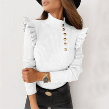 Cargar imagen en el visor de la galería, Buttoned Long Sleeve Ribbed TurtleneckTop
