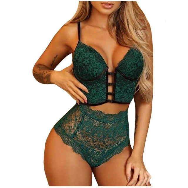 Sexy Women’s Lace Wireless Push-Up Bra Lingerie Set