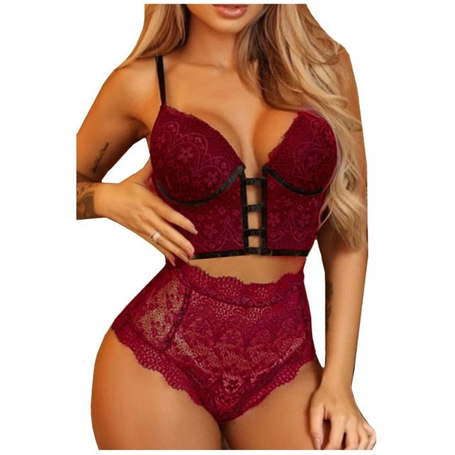 Sexy Women’s Lace Wireless Push-Up Bra Lingerie Set