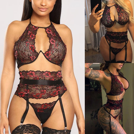 Women's Embroidery Erotic Lingerie Set