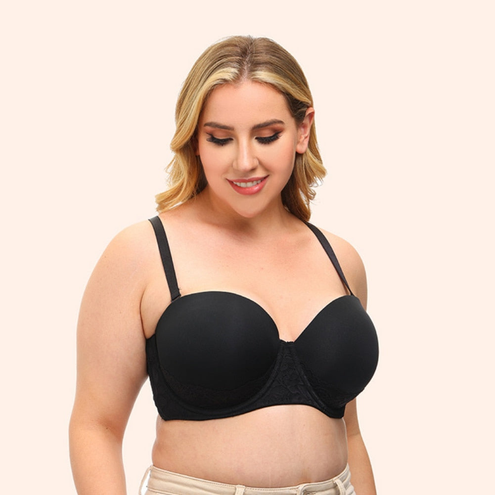 Plus Size Sexy Half Cup Silicone Push-Up Bra Cups B C D E F G