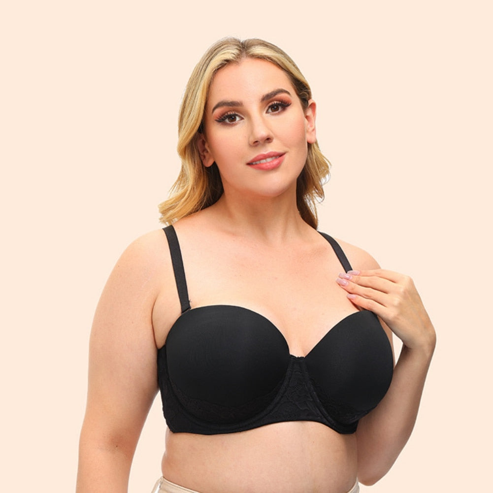 Plus Size Sexy Half Cup Silicone Push-Up Bra Cups B C D E F G
