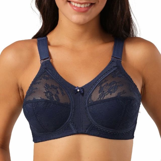 Unlined Lace Bra Full Coverage Size B C D DD E Cup