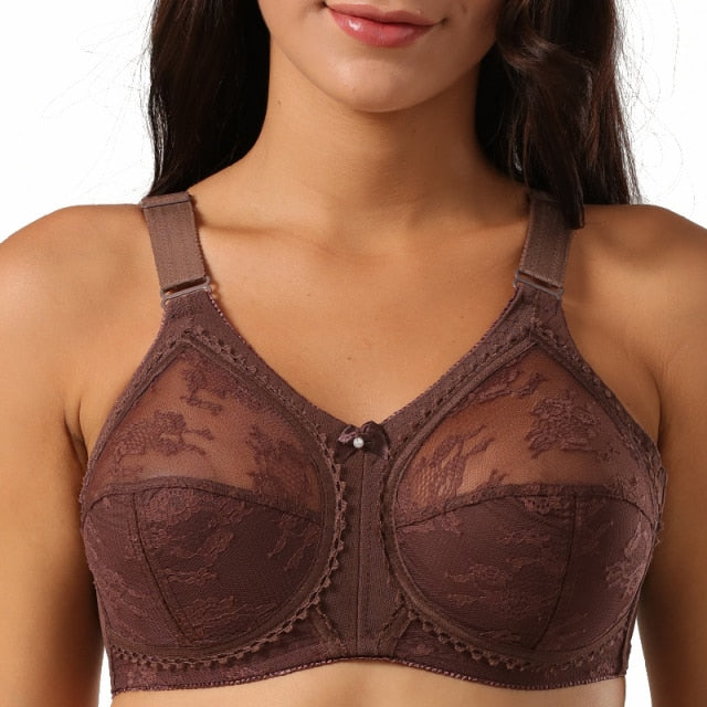 Unlined Lace Bra Full Coverage Size B C D DD E Cup