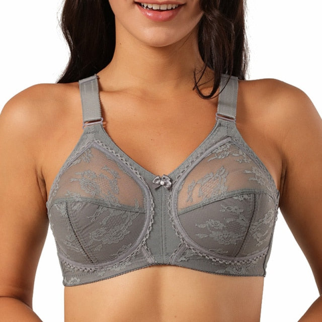 Unlined Lace Bra Full Coverage Size B C D DD E Cup