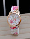 NEW Silicone Flower Printed Fashion Wristwatch