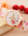 NEW Silicone Flower Printed Fashion Wristwatch