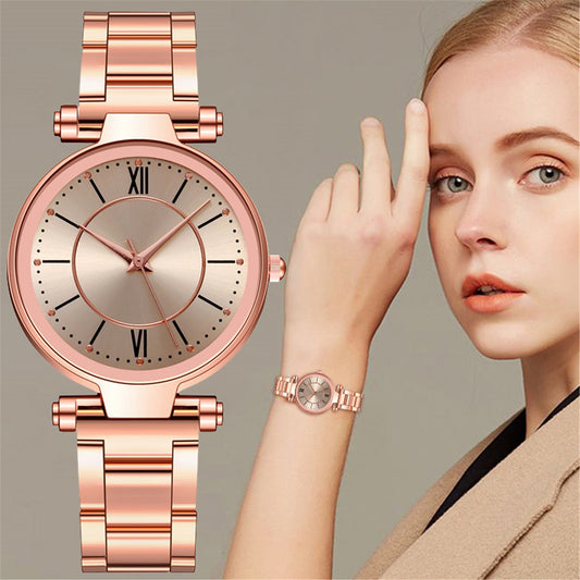 Stainless Steel Fashion Rose Gold Wrist Watch For Women