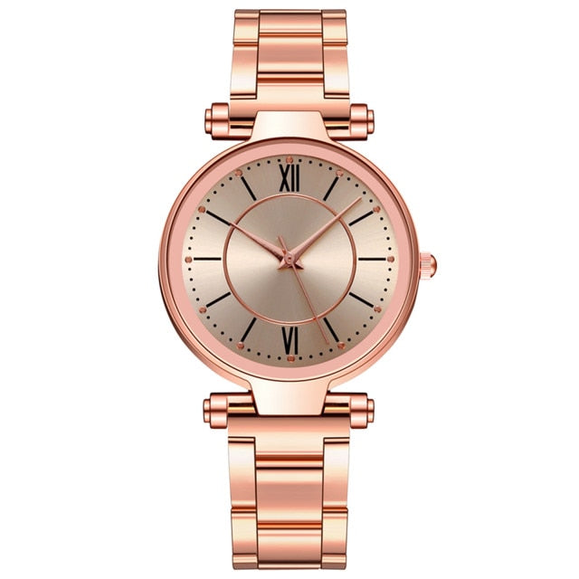 Stainless Steel Fashion Rose Gold Wrist Watch For Women