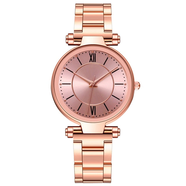 Stainless Steel Fashion Rose Gold Wrist Watch For Women