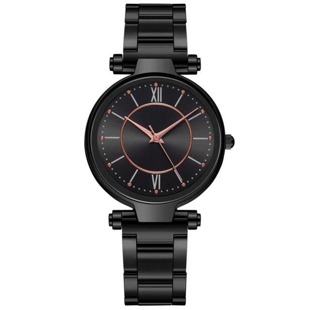 Stainless Steel Fashion Rose Gold Wrist Watch For Women