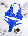 2-Piece Solid Ring Cut Out Bra Underwire + Panty Underwear Set