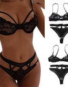 Black Lace Bikini Underwear Brief Set
