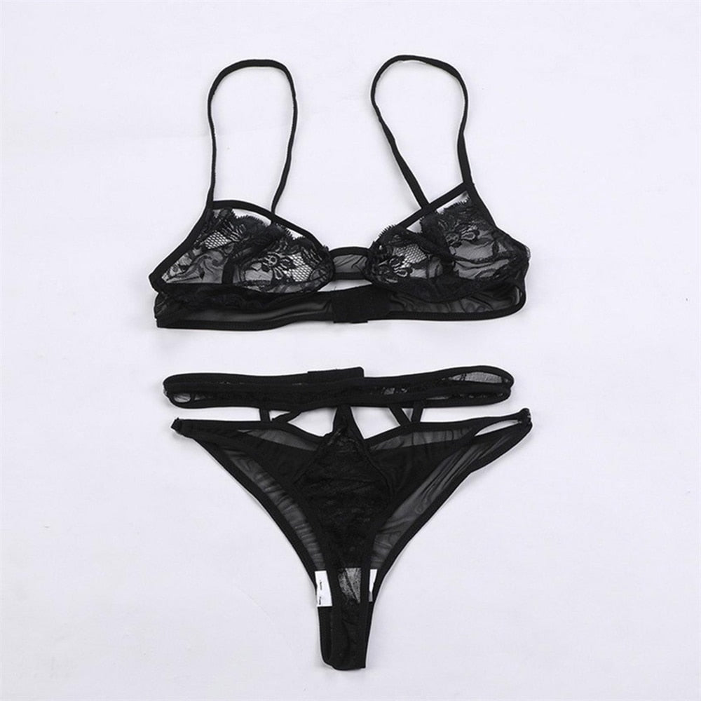 Black Lace Bikini Underwear Brief Set
