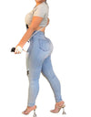 Ripped Leopard Plus Size Denim Leggings