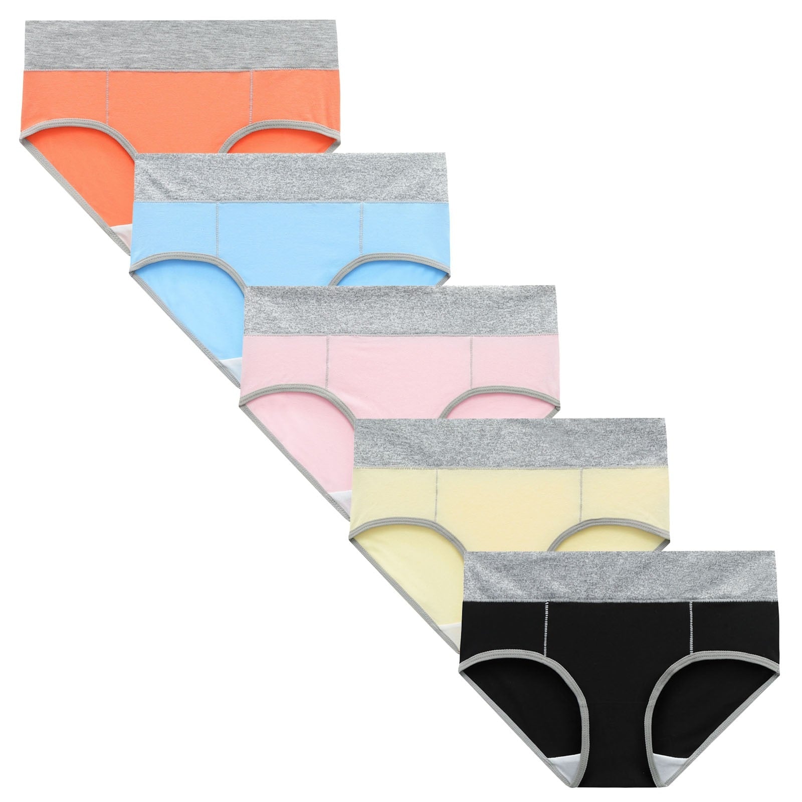 5PC Solid Color Patchwork Briefs