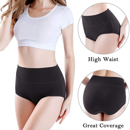 M-4XL 4 Pack 2 Black and 2 Khaki  High Waist Full Coverage Seamless Panties