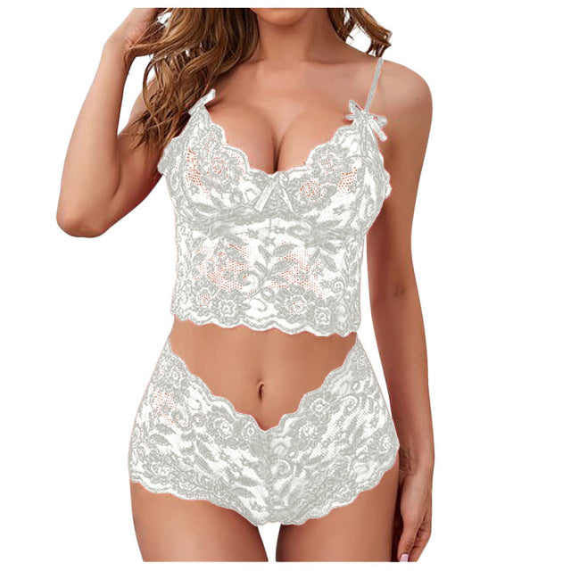 Adjustable Thin Lace Flower Printed Underwear Suit