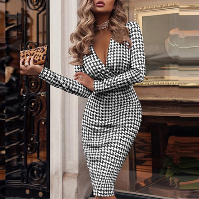 Elegant Deep V Neck Dress
