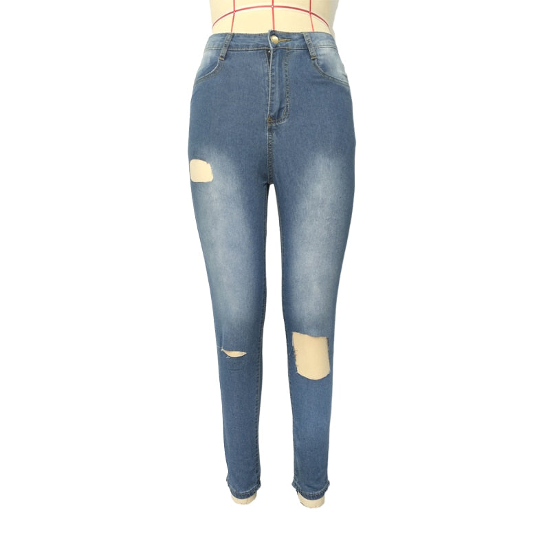 Ripped Casual Zipper Fly Long Jeans