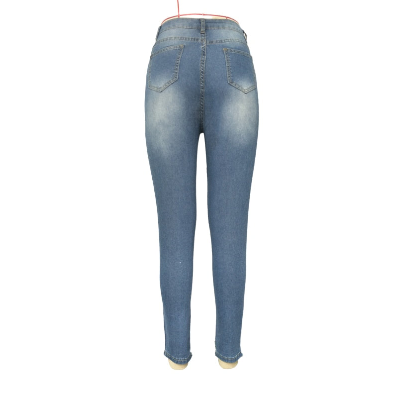 Ripped Casual Zipper Fly Long Jeans
