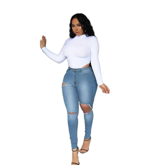 Ripped Casual Zipper Fly Long Jeans