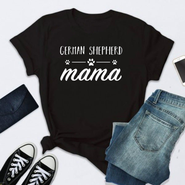 GERMAN SHEPHERD Mama Letter Print T Shirt