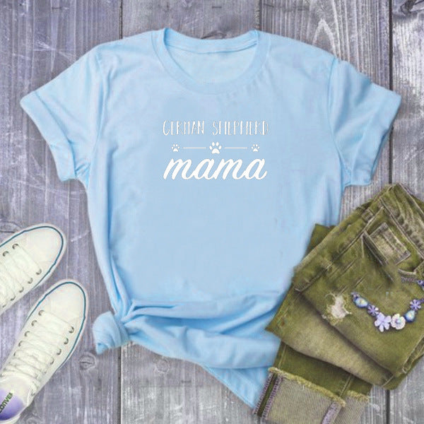 GERMAN SHEPHERD Mama Letter Print T Shirt