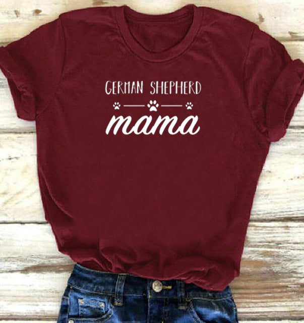 GERMAN SHEPHERD Mama Letter Print T Shirt