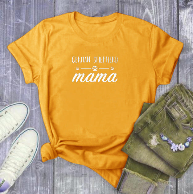 GERMAN SHEPHERD Mama Letter Print T Shirt