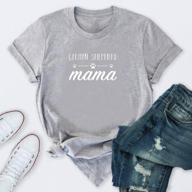 GERMAN SHEPHERD Mama Letter Print T Shirt
