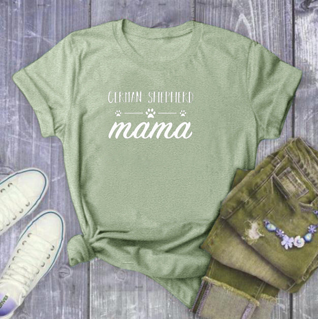 GERMAN SHEPHERD Mama Letter Print T Shirt