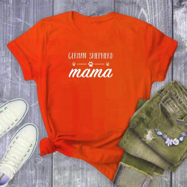 GERMAN SHEPHERD Mama Letter Print T Shirt