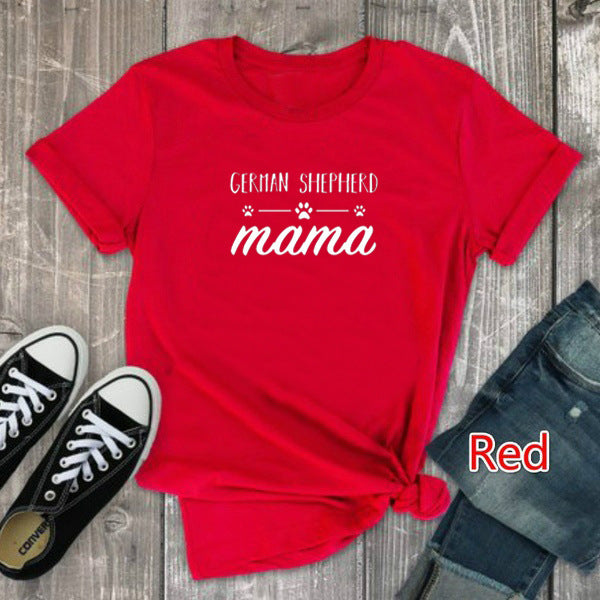 GERMAN SHEPHERD Mama Letter Print T Shirt