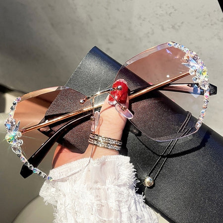 Rimless Rhinestone Sunglasses