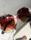 Rimless Rhinestone Sunglasses