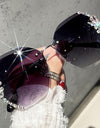 Rimless Rhinestone Sunglasses
