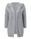 Open Front Knitted Hooded Cardigan