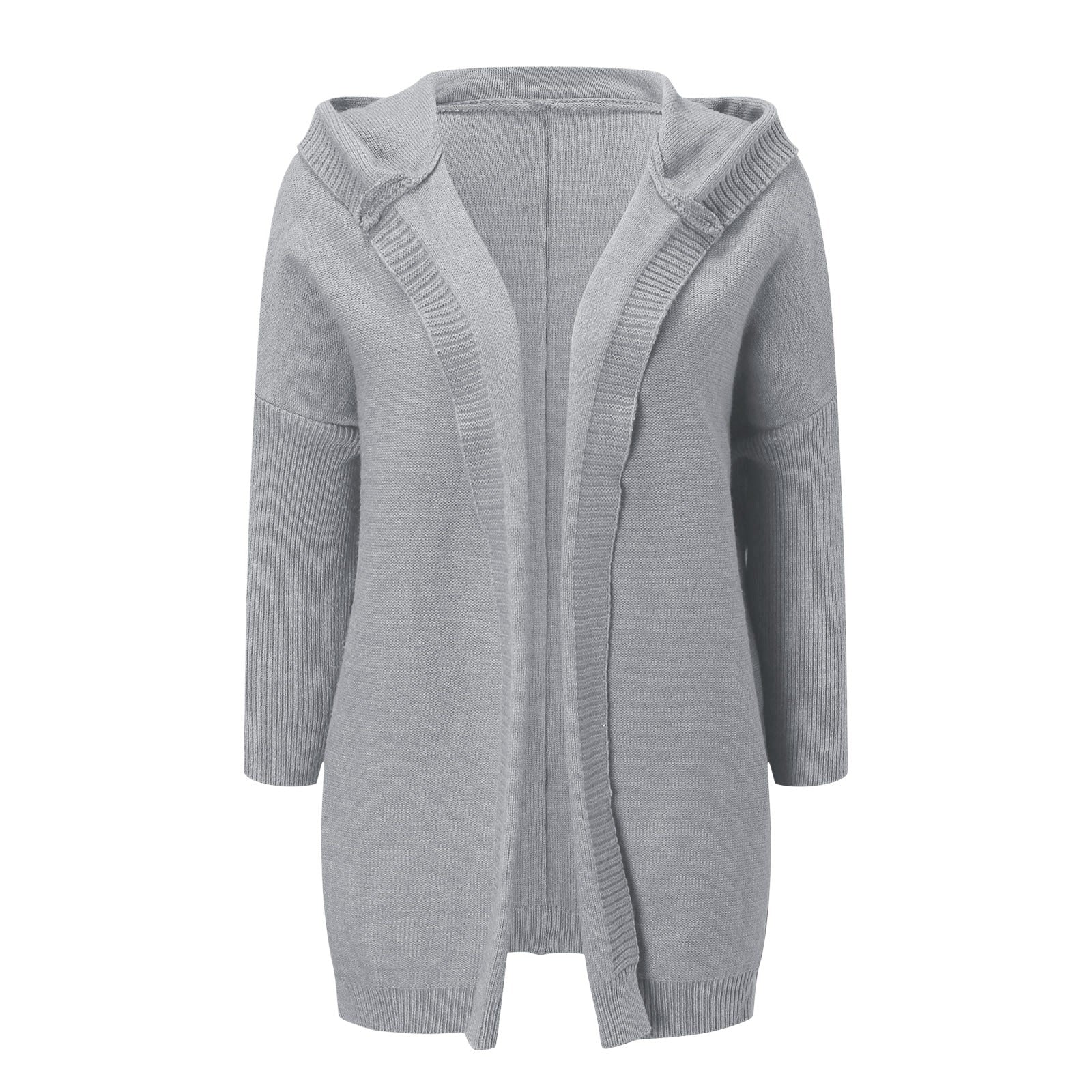 Open Front Knitted Hooded Cardigan