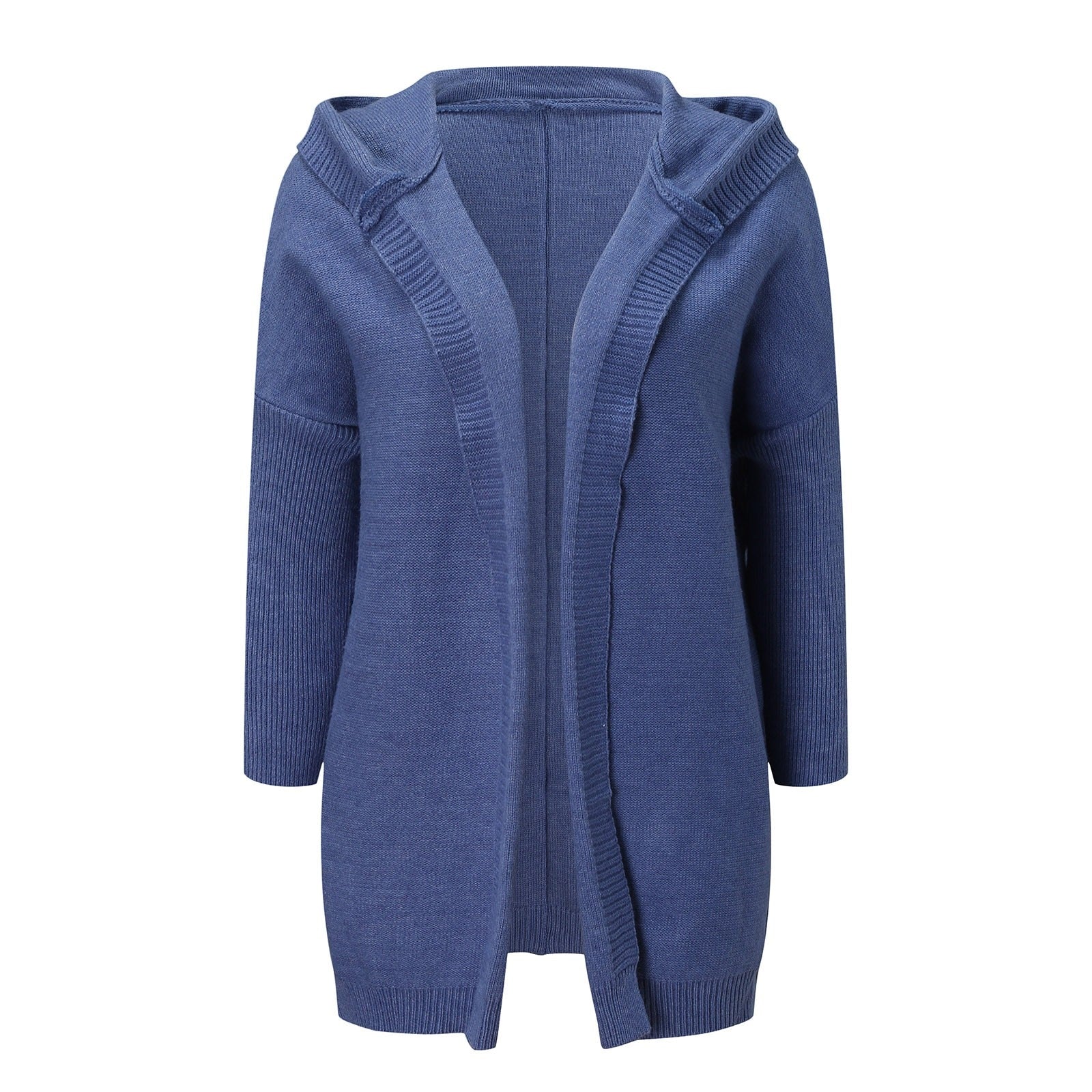 Open Front Knitted Hooded Cardigan