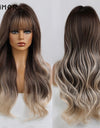 Emmor Synthetic Wigs Natural Ombre, Brown Wavy Hair Wig for Women Heat Resistant Fiber