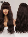 Emmor Synthetic Wigs Natural Ombre, Brown Wavy Hair Wig for Women Heat Resistant Fiber