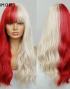 Emmor Synthetic Wigs Natural Ombre, Brown Wavy Hair Wig for Women Heat Resistant Fiber